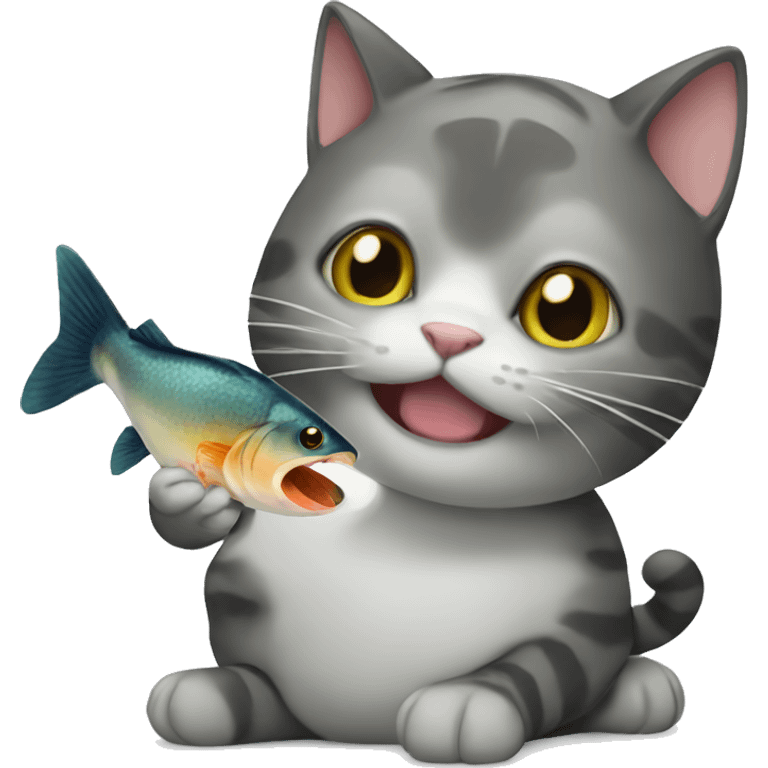 cat eating fish emoji