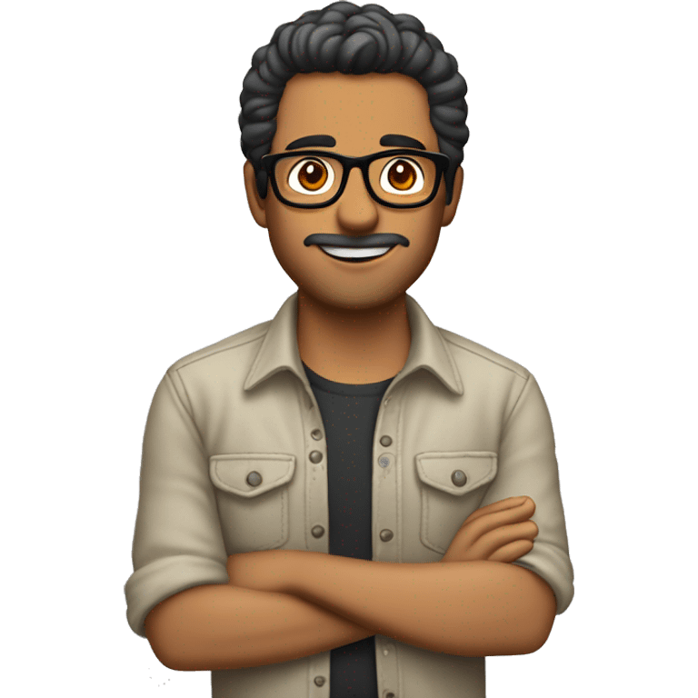 chico e 20 años, latino, sin barba y con lentes emoji