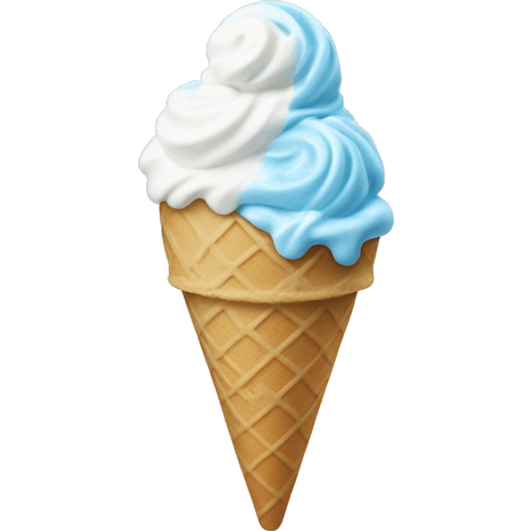 light blue and white swirl ice cream with a cone emoji