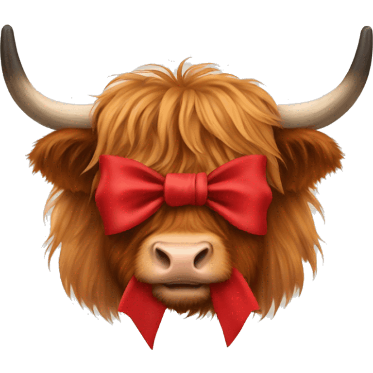 Highland cow red Christmas bow emoji