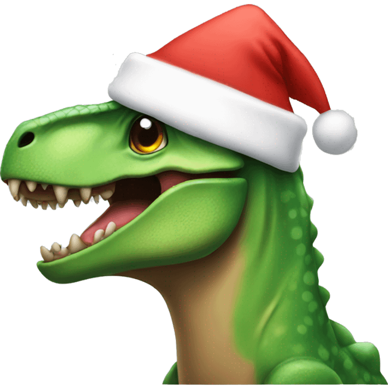 Dinosaur with Christmas hat emoji