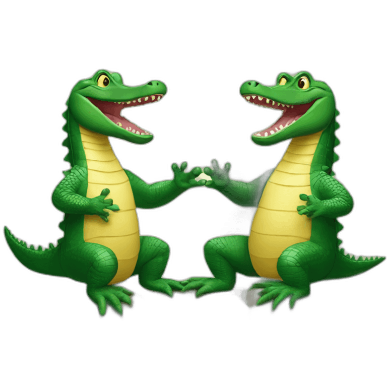 2 alligators give each other high five emoji