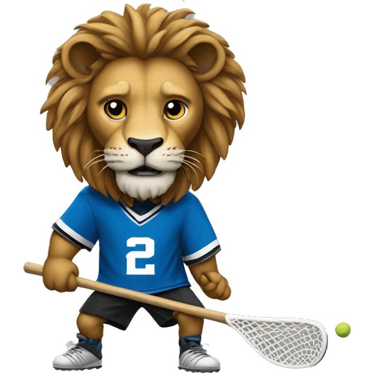 lion playing lacrosse in blackjersey emoji