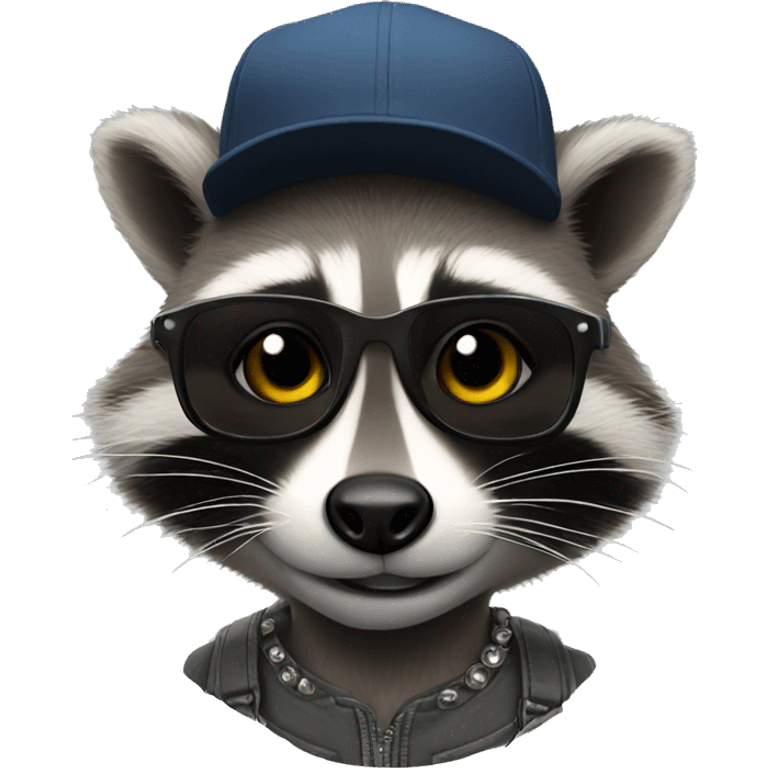 raccoon skater with piercings emoji