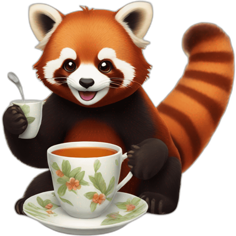 red panda with tea emoji