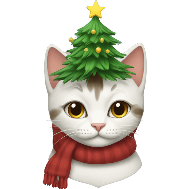 Cat with a christmas tree emoji