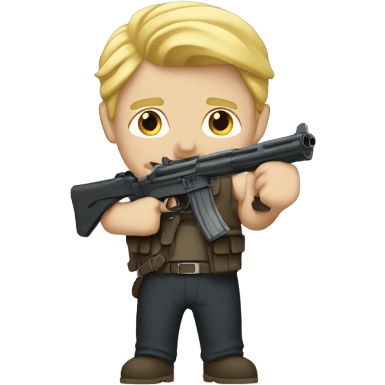 Man with blonde hair with gun emoji