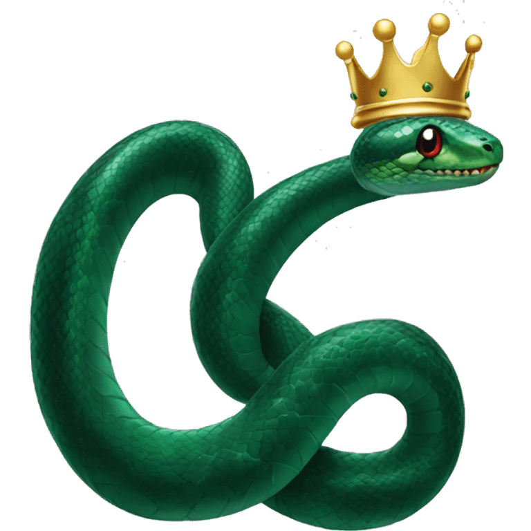 A dark emerald snake with a crown head luxe beautiful snake emoji