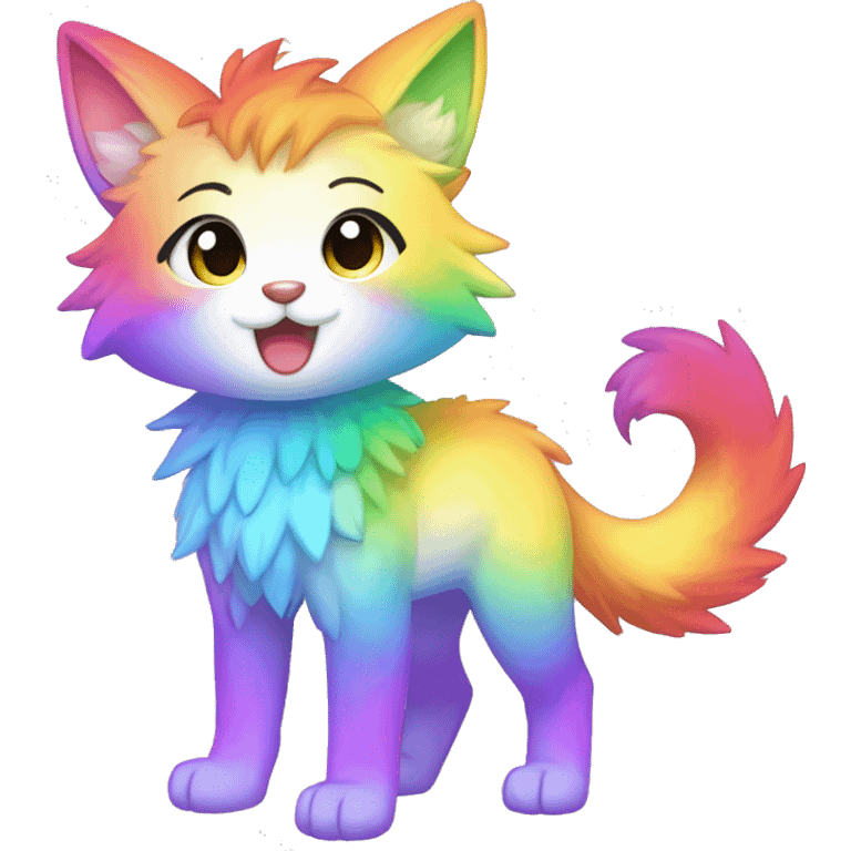 Anthro sparkle-rainbow-gradient-shiny-Chibi-style-Fur-Sona-Fakémon Full Body emoji