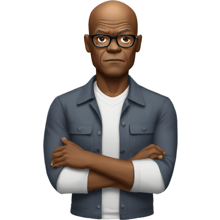 bald samuel l jackson serious wearing shirt emoji