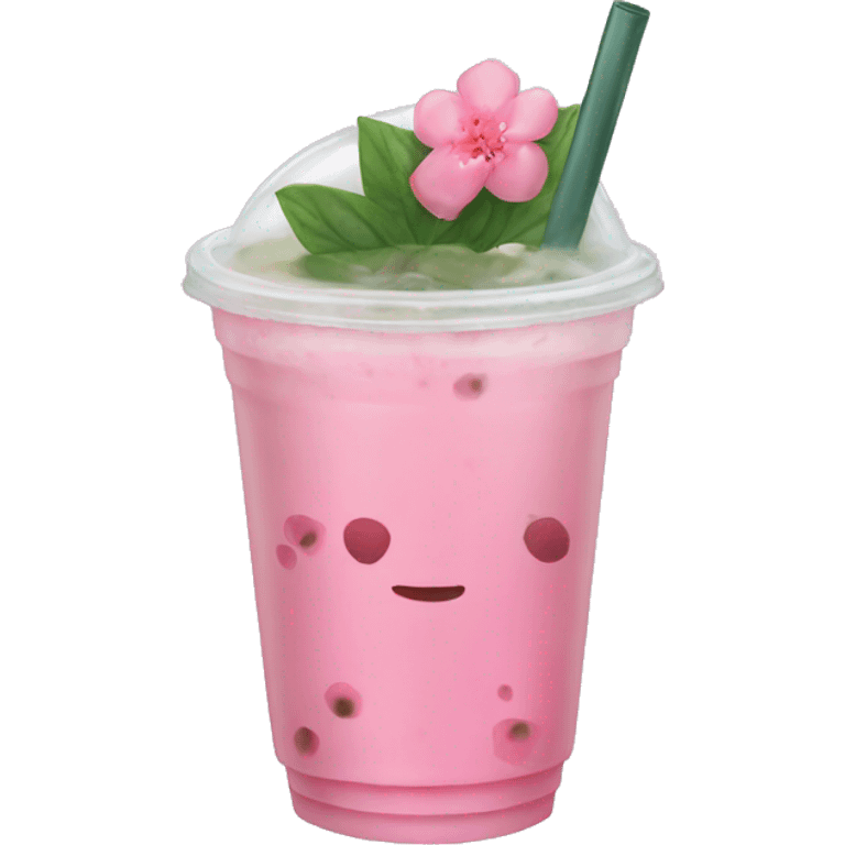 bubble tea pink flower emoji