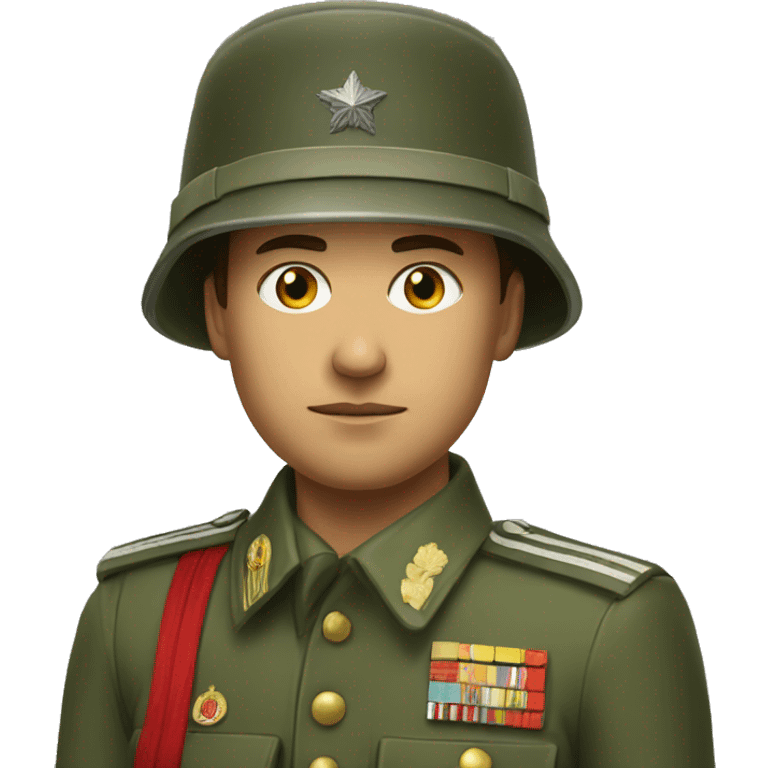 realistic ussr soldier serious with military takes emoji