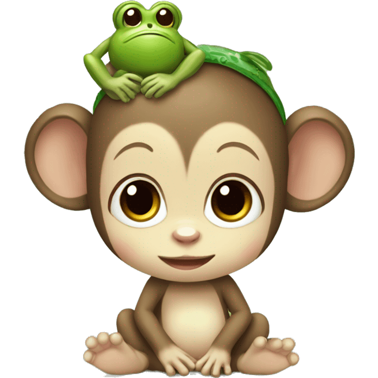 baby monkey with frog headband emoji