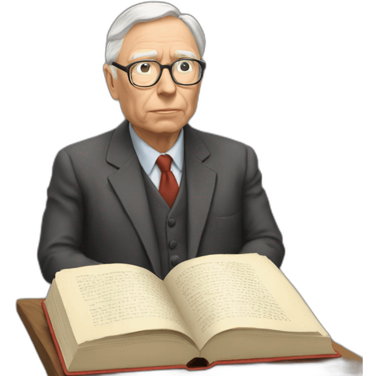 old charlie munger reading a book while thinking emoji