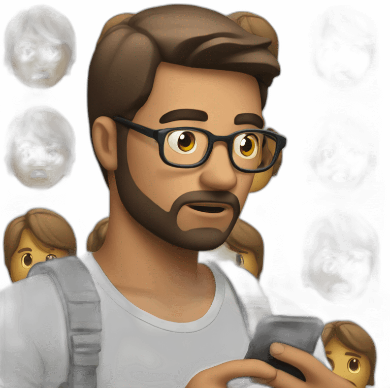 man completely distracted on his phone emoji