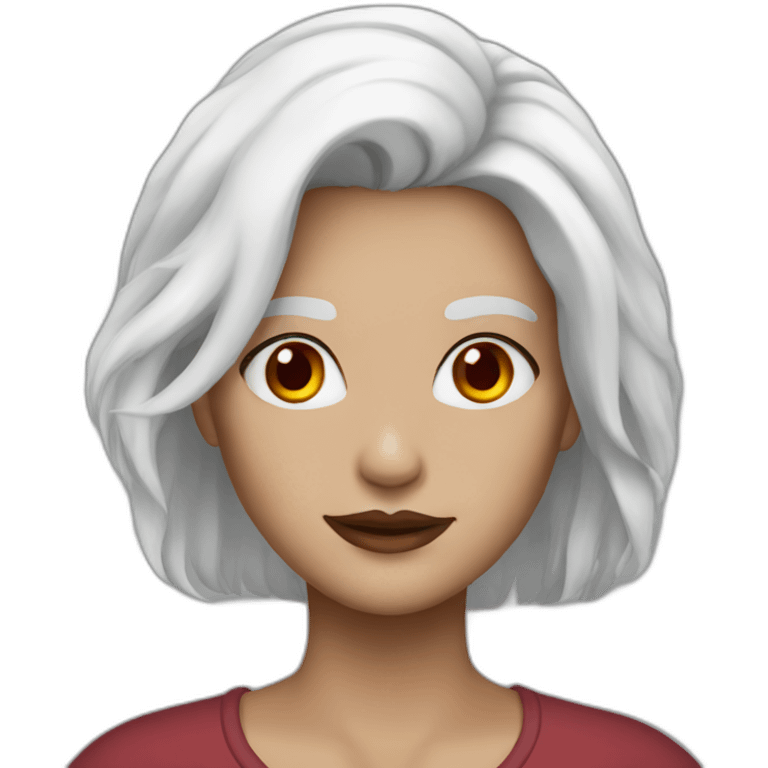 white haired woman red eyes emoji