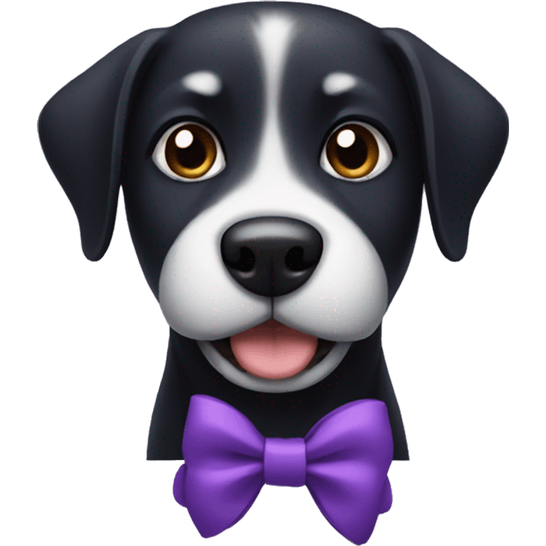 a black dog with a purple bow emoji