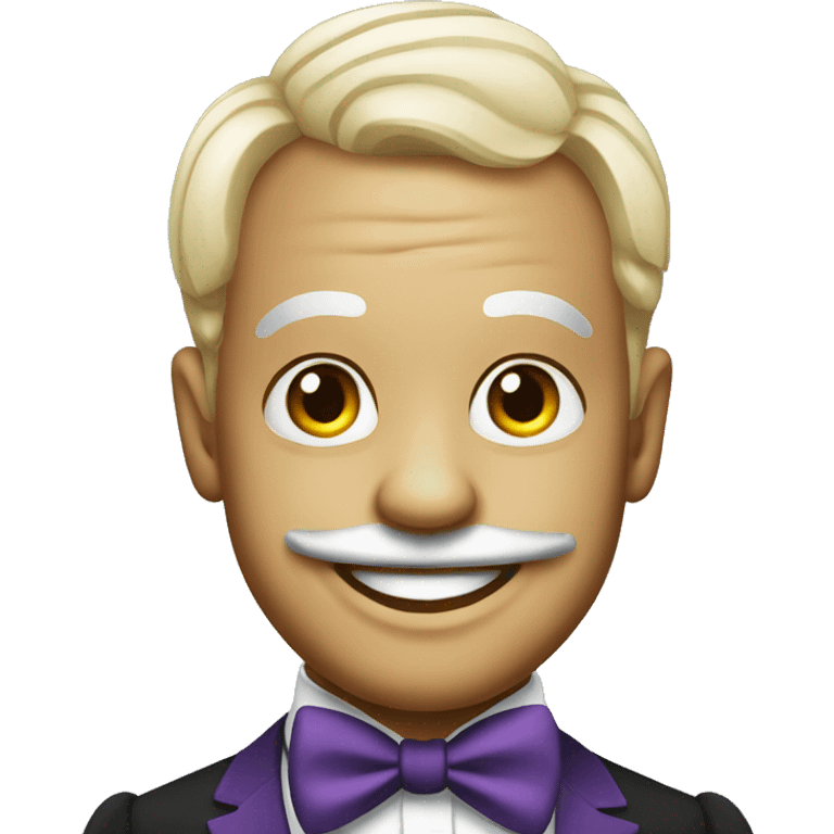 smiling man in formal attire and clown makeup emoji