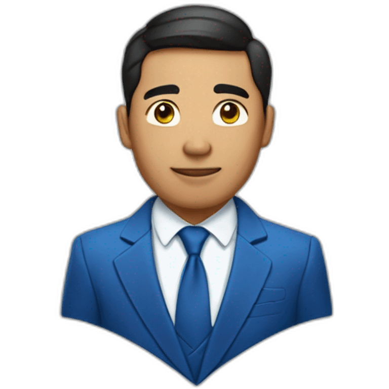 Pilipino man with a diamond earring and a blue suit and tie emoji