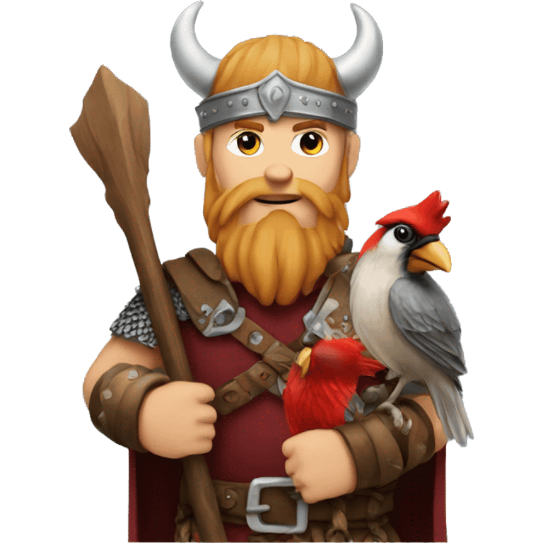 Viking holding a cardinal emoji