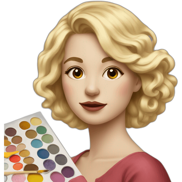 Painting blonde gorl with palette emoji