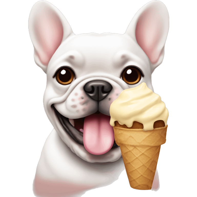 Frenchie eating ice cream emoji