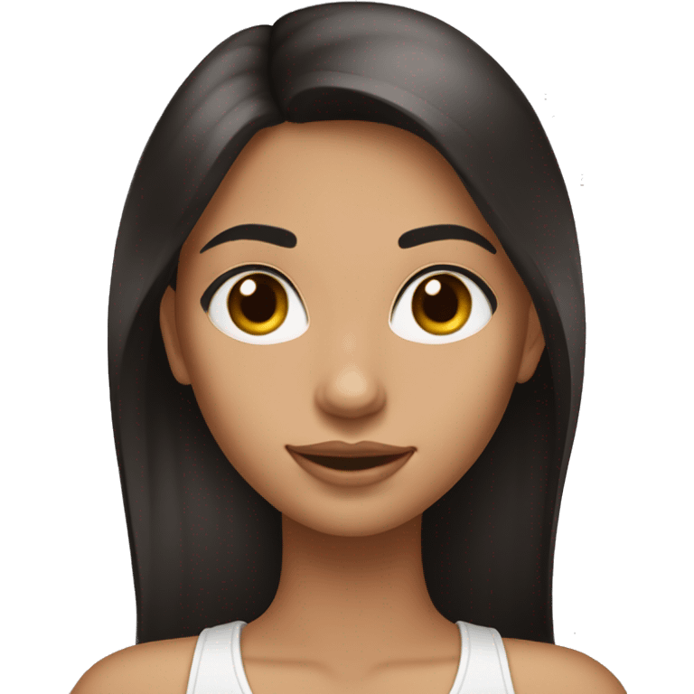 fair skinned latin girl with brown eyes and hoop earrings, make her skin lighter and her hair long black and straight emoji