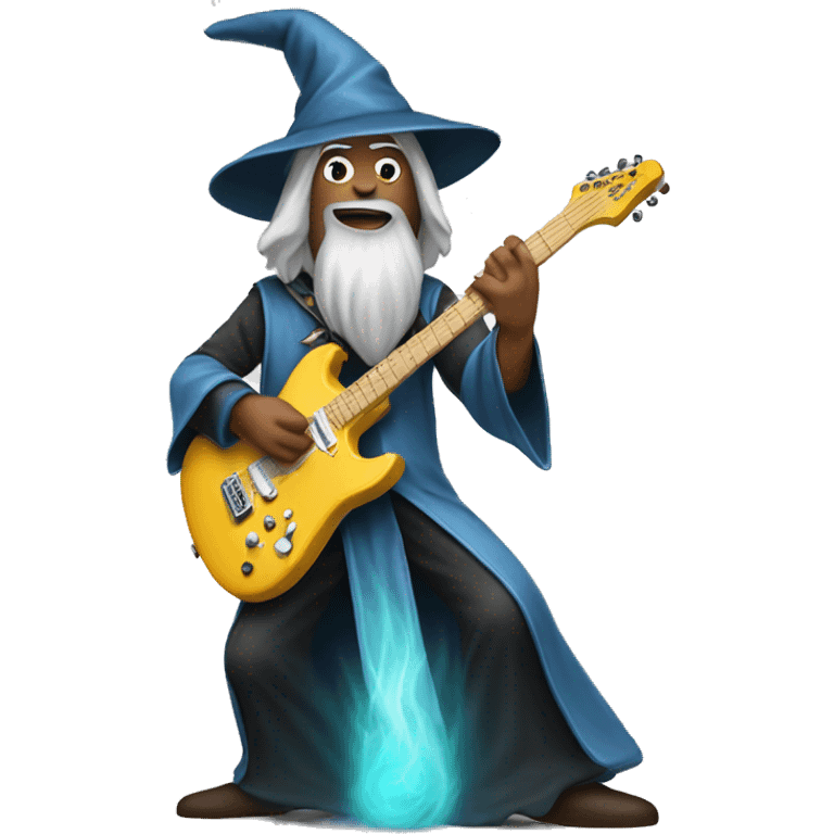 Wizard rocking an electric guitar emoji