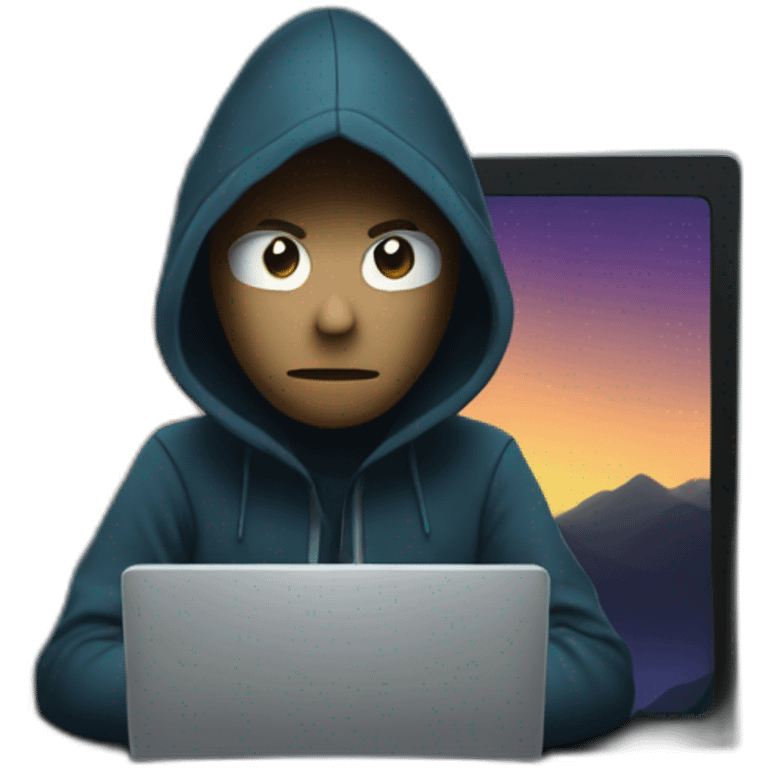 Hacker on computer at night emoji