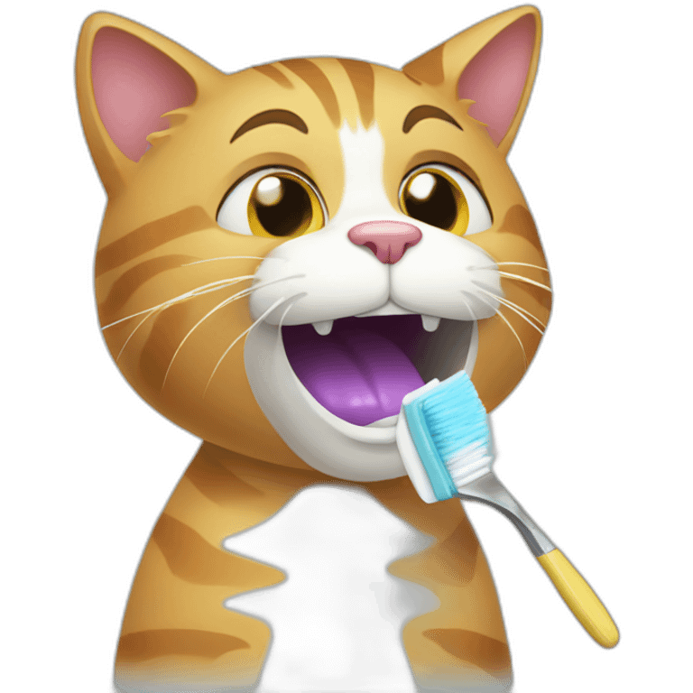 Cat brushing teeth emoji