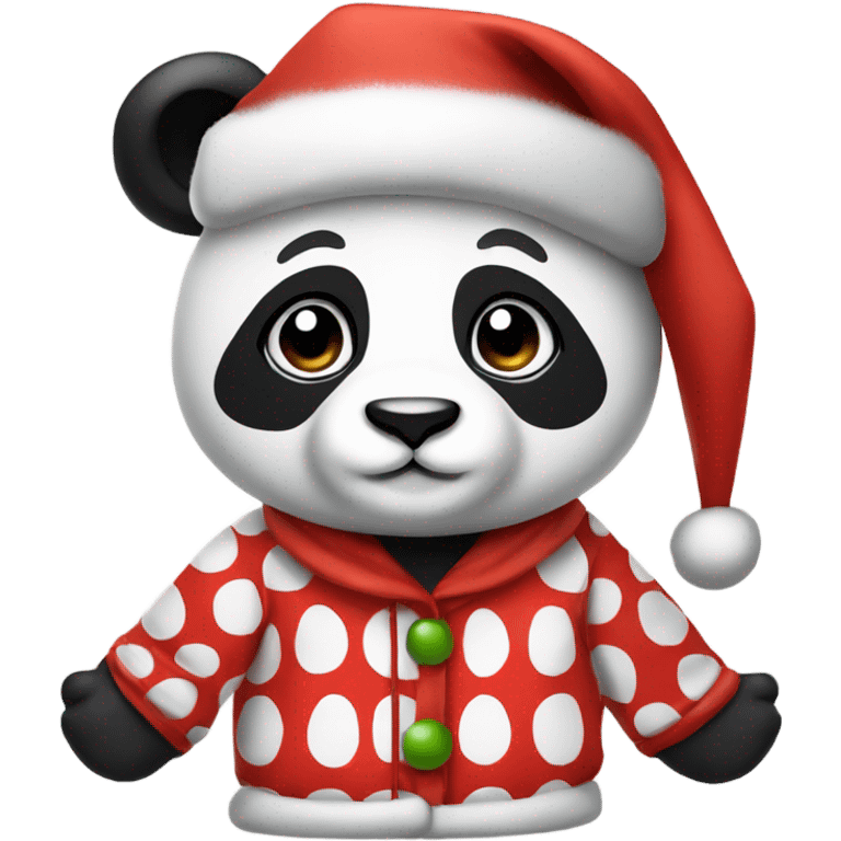 cute panda in christmas pjs and hat  emoji