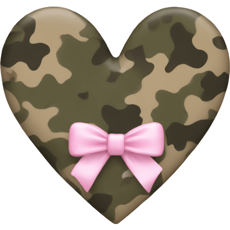 Camouflage heart with a light pink bow emoji