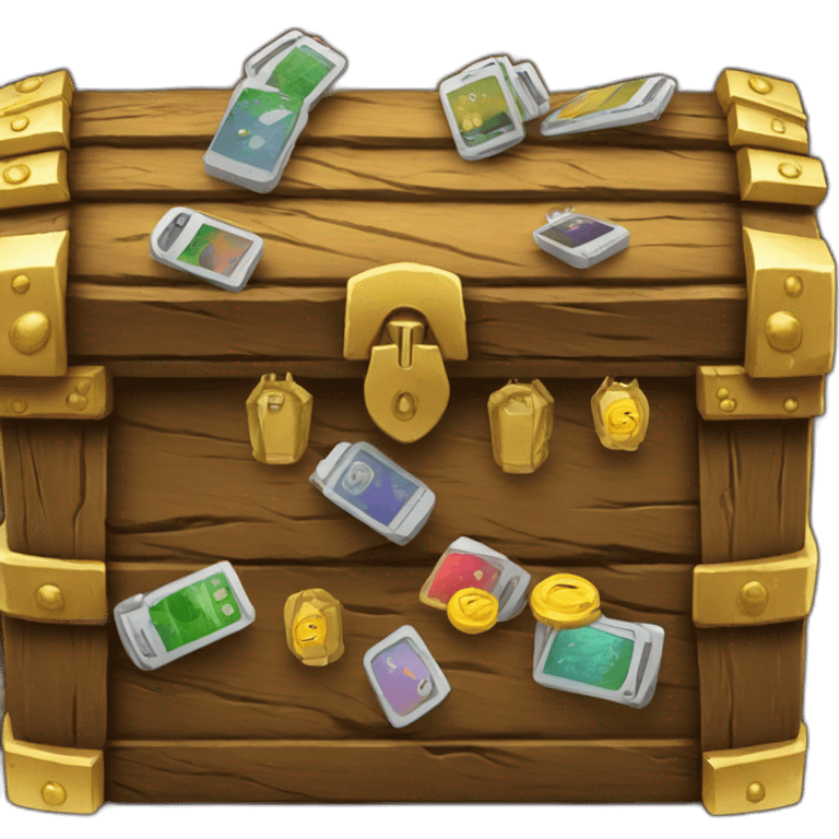 treasure chest full of iphones inside emoji