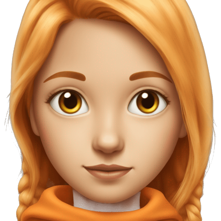 realistic portrait of girl and orange cat emoji