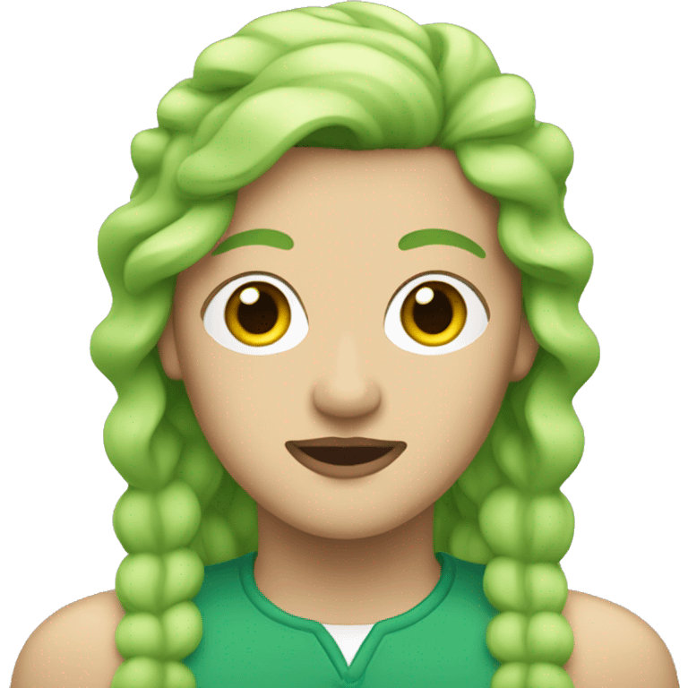 white transgender nonbinary with green mullet and a mustache and makeup emoji