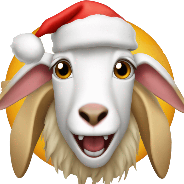 crazy goat, sata hat, christmas hat, screaming emoji