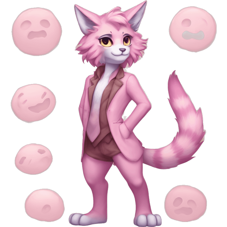 Anthropomorphic Anthro Pastel Pink Sona Lynx-Fakémon Furry Full Body emoji