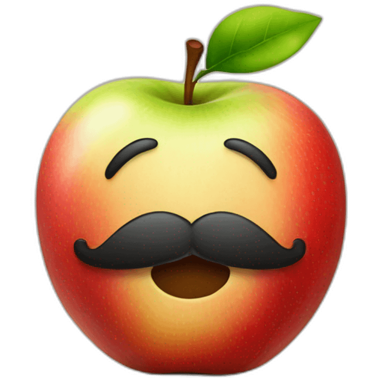 apple with mustache emoji