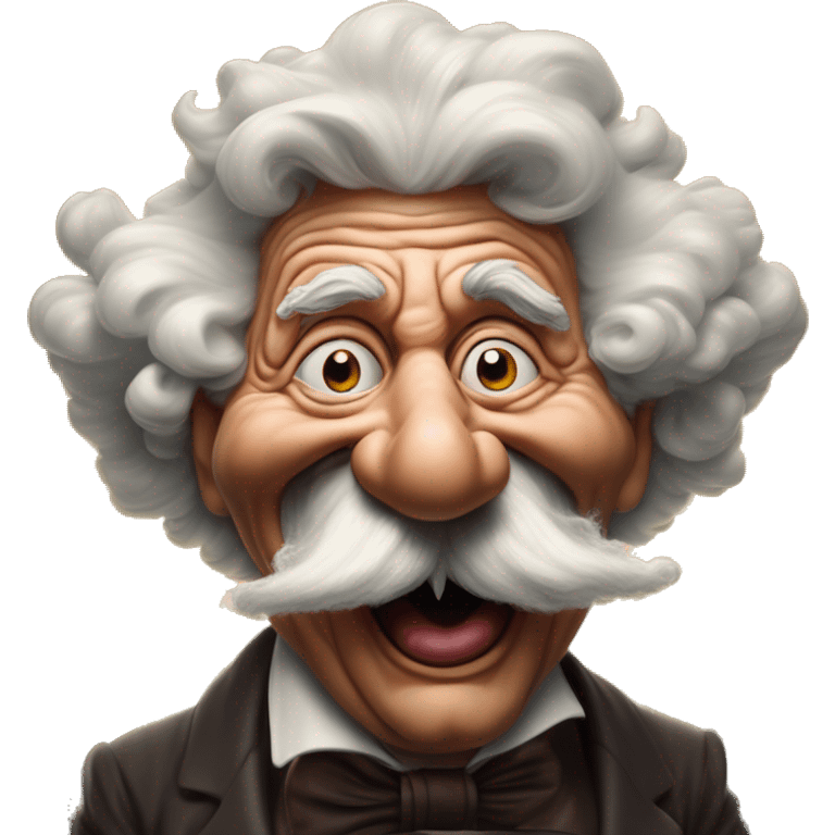 Laughing mushroom cloud Einstein in Uncle Scrooge style, oil paint, mysterious eyes, intricate lips, masterpiece pose, odd perspective, beautiful, desirable, logical emoji