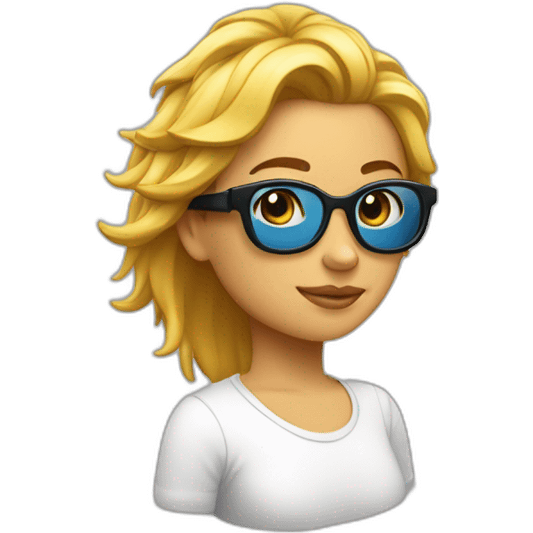 Chica piel blanca, pelo moreno, pelo liso, gafas emoji