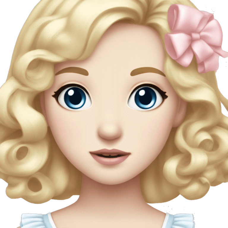 sweet lolita blond hair blue eyes white skin light pink dress emoji