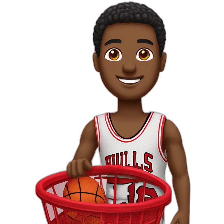 jordan assis sur un panier de basket emoji