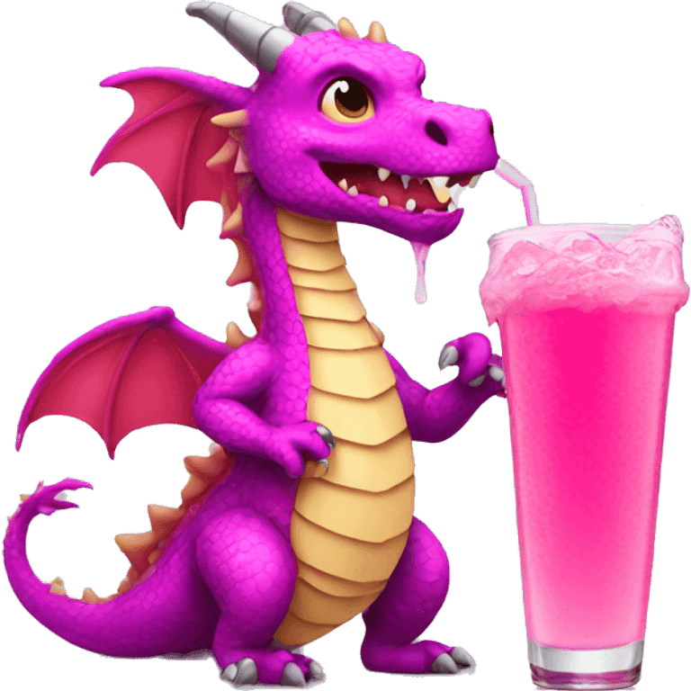 Dragon with pink drink emoji