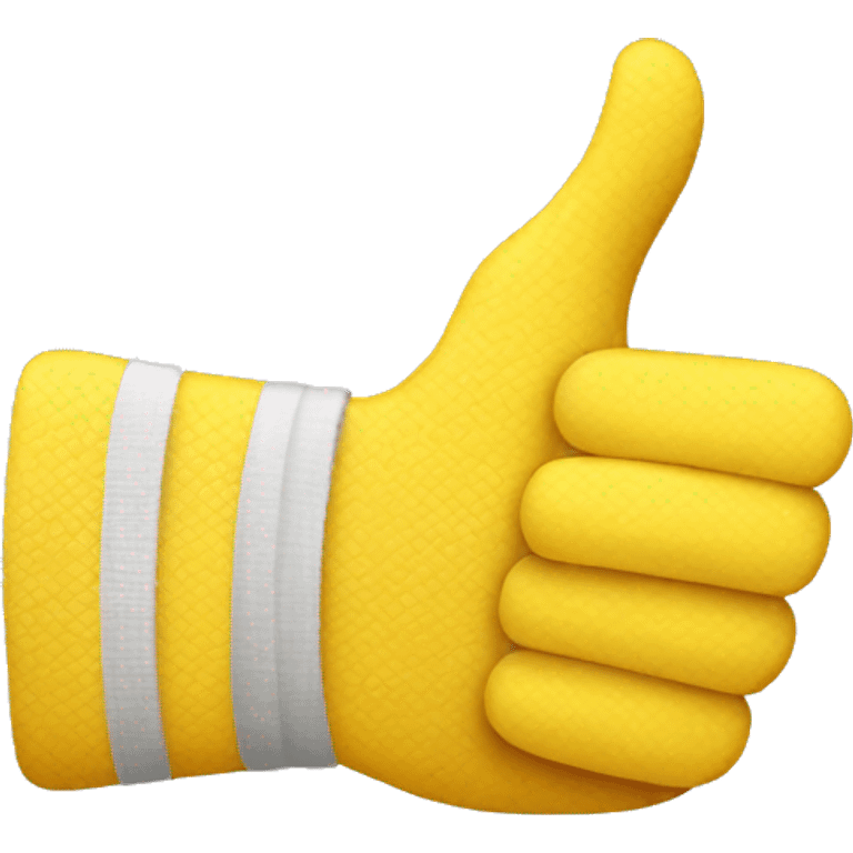 A yellow thumbs up with a bandage on the thumb emoji