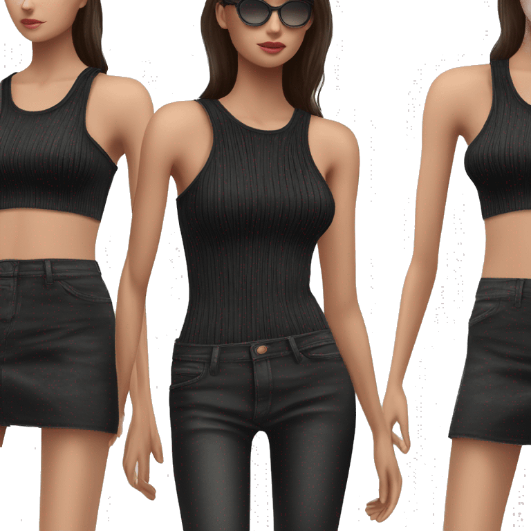 chic black ribbed tank top with tag hyperrealistic soft textures no background emoji