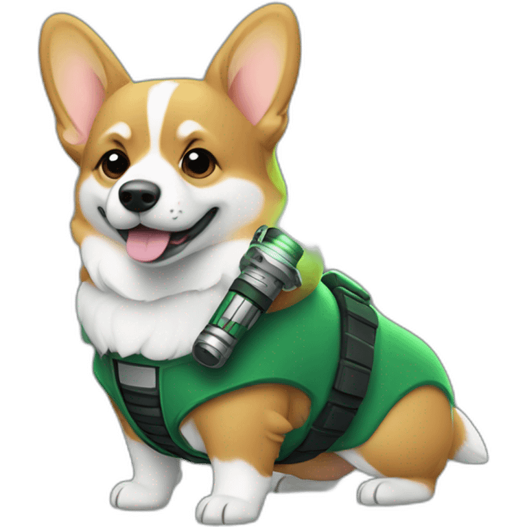 Corgi light saber green emoji