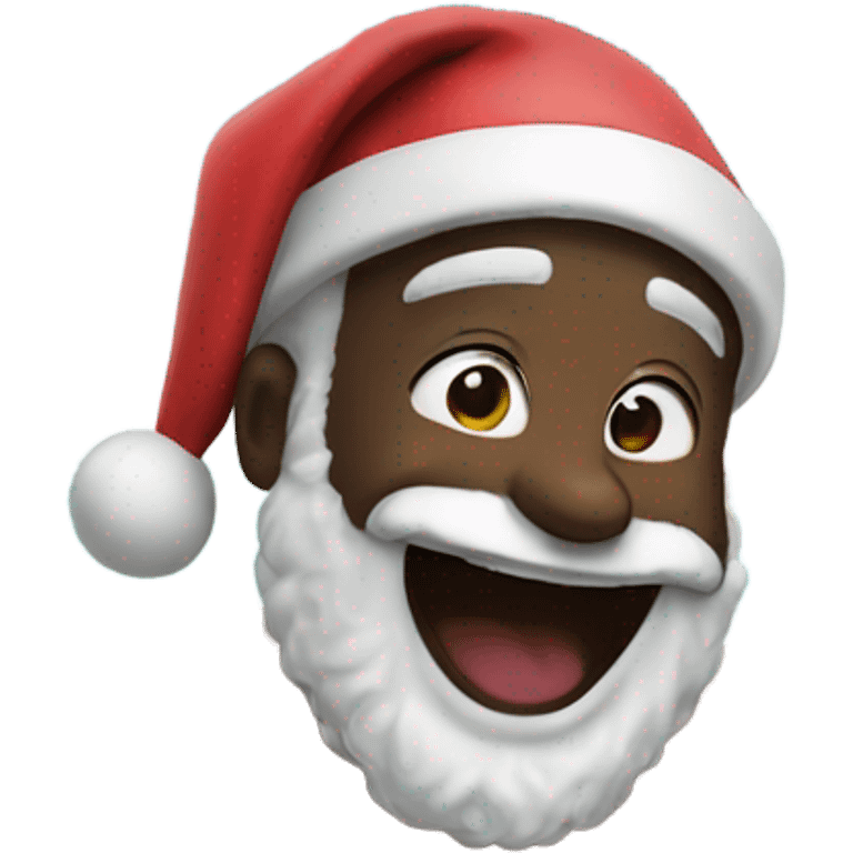 Black Santa laughing tears at beach  emoji