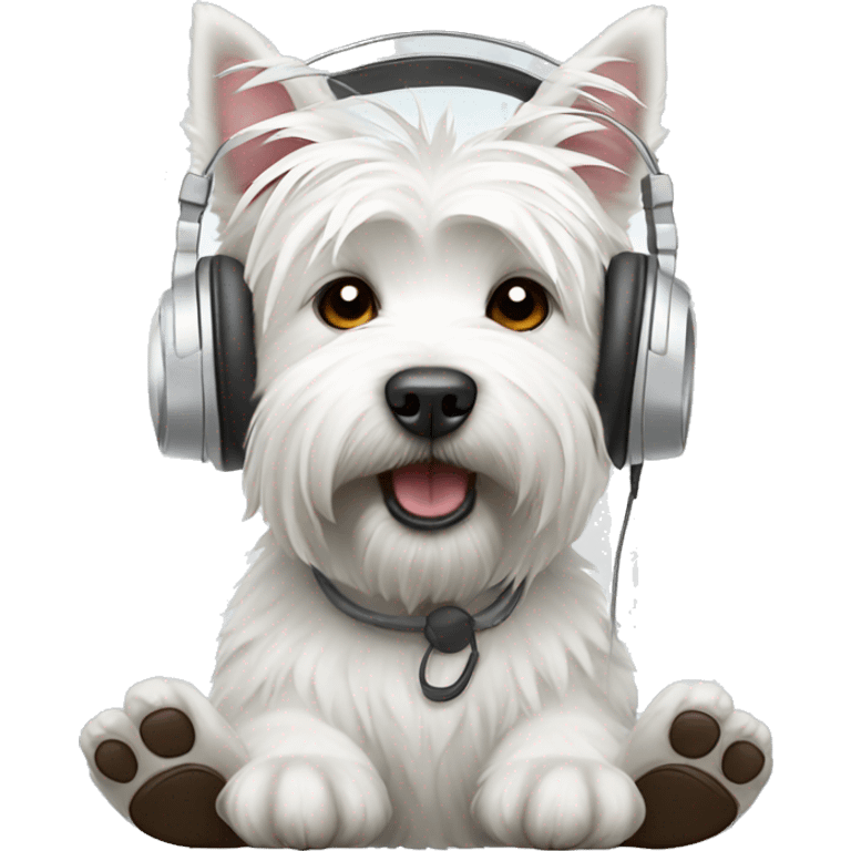 White west highland terrier with headphone emoji