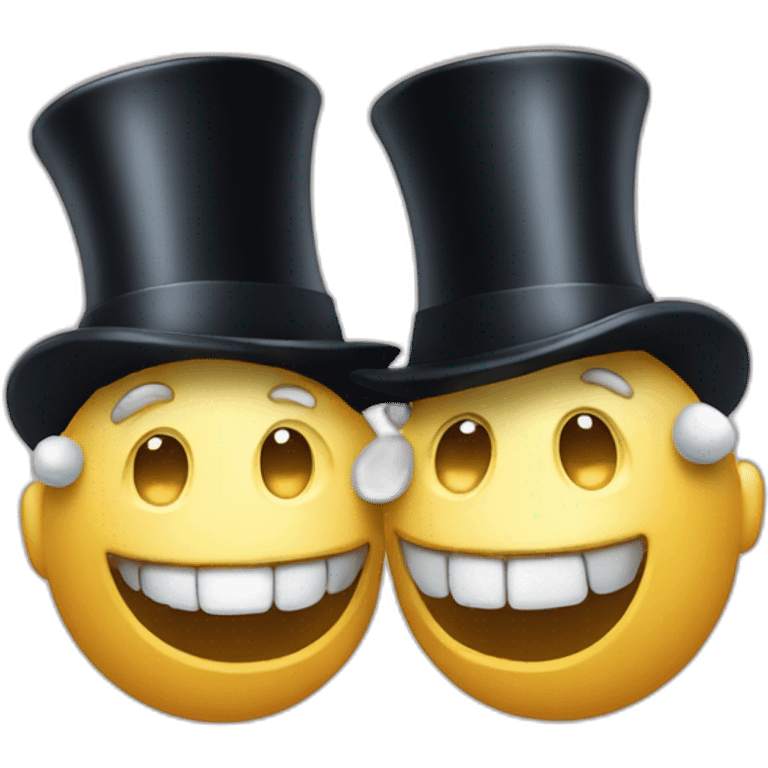 A talking pair of dentures wearing a top hat emoji