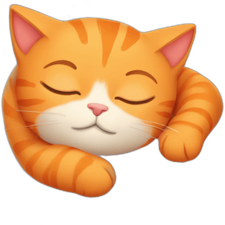 Sleeping orange cat with hearts around the head emoji